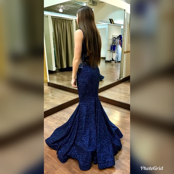 Blue Two Piece Jovani Prom Dress - Picture 3 of 4